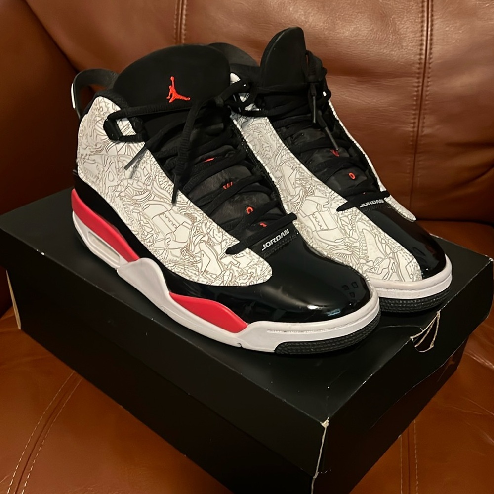 Air Jordan dub zeros size 9, white red black